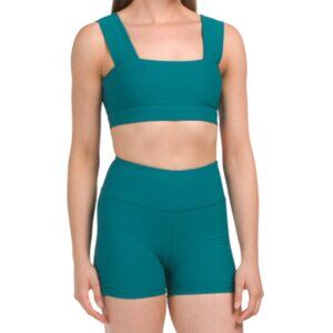 WILO Activewear SET - Ribbed Bra Top + Ribbed Shorts With Ruched Sid